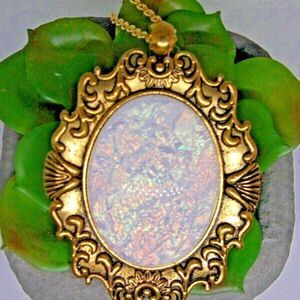 White Opal Aurora Borealis Cameo Necklace Wedding